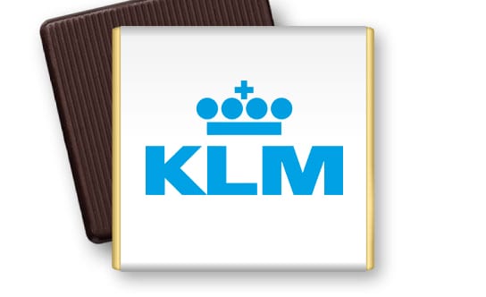 chocolade met bedrijfslogo voor KLM